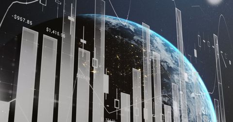 Digital Financial Graphs Overlaying Earth's Horizon - Download Free Stock Images Pikwizard.com