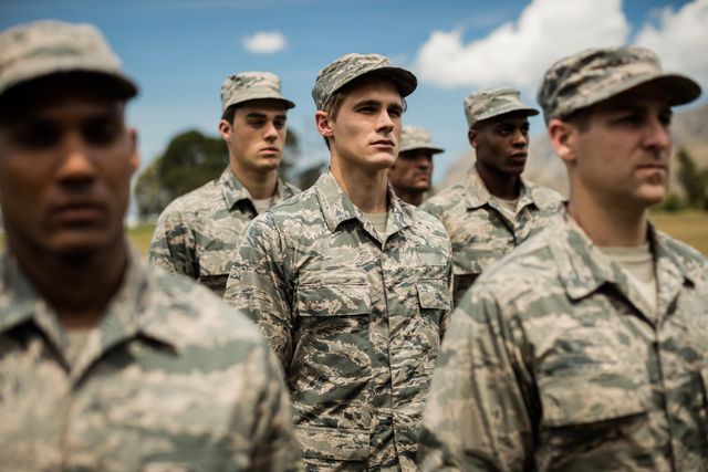 Group of Soldiers Standing in Boot Camp Formation - Download Free Stock Photos Pikwizard.com
