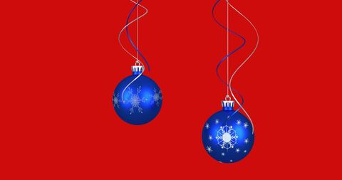 Blue Christmas Tree Ornaments with Snowflake Design on Red - Download Free Stock Images Pikwizard.com