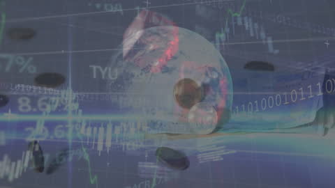 Digital Financial Trends with World Map Overlay