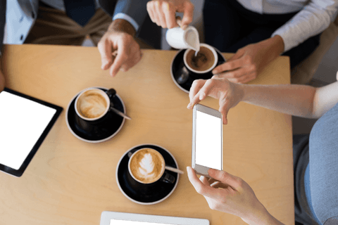 Transparent Technology Usage in Modern Coffee Meeting - Download Free Stock Videos Pikwizard.com
