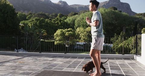 Mindful Meditation on Terrace with Pet by Nature