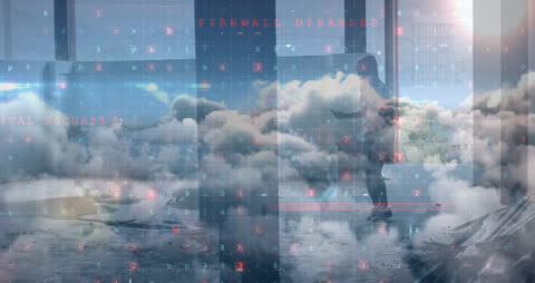 Cybersecurity Breach Concept with Athlete Abstract Background