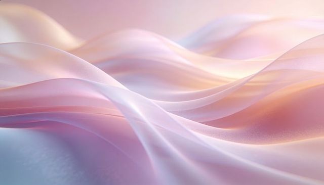 Pearlescent silk waves flowing translucent ribbons pastel gradient abstract background