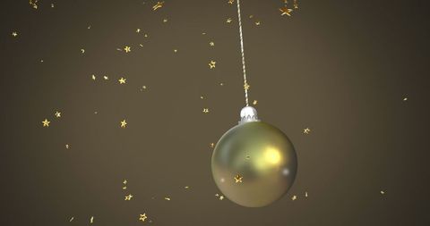 Golden Christmas Bauble with Falling Stars Background