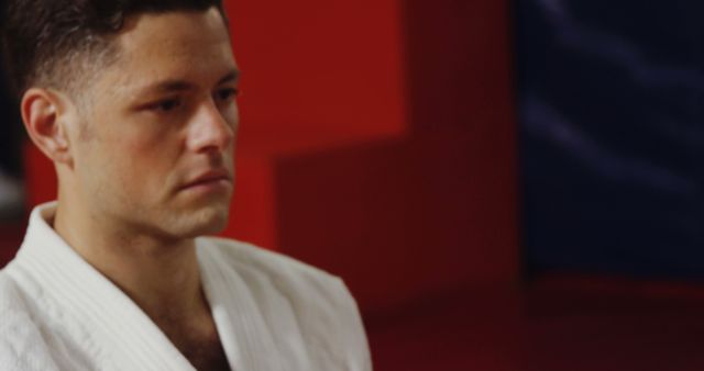 Man preparing for karate in fitness studio