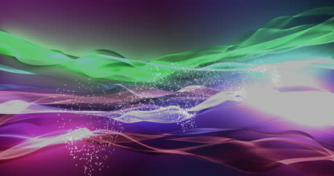 Abstract DNA Strand with Vibrant Particles in Gradient Background