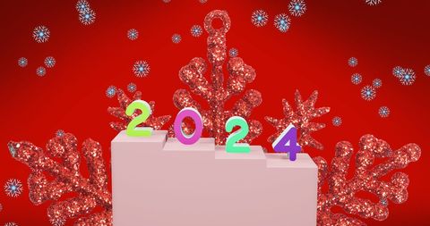 Festive 2024 celebration with christmas decorations