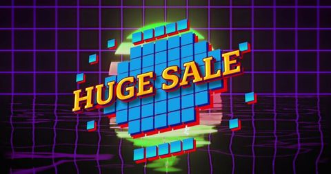 Retro Themed Huge Sale Promotion with Bold 3D Typography - Download Free Stock Images Pikwizard.com