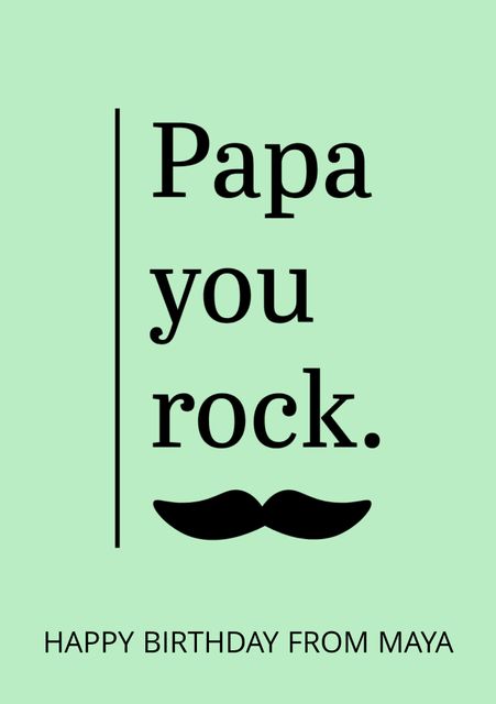 Happy Birthday Card with Message Papa You Rock and Mustache - Download Free Stock Templates Pikwizard.com