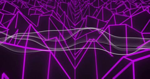Futuristic Purple Neon Geometric Background with Flowing Dots - Download Free Stock Images Pikwizard.com