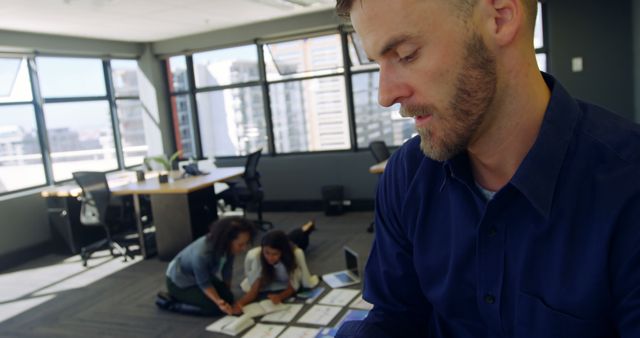 Business Team Collaborating in Modern Office with City View - Download Free Stock Images Pikwizard.com