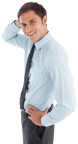 Smiling Caucasian Businessman on Transparent Background Posing Confidently