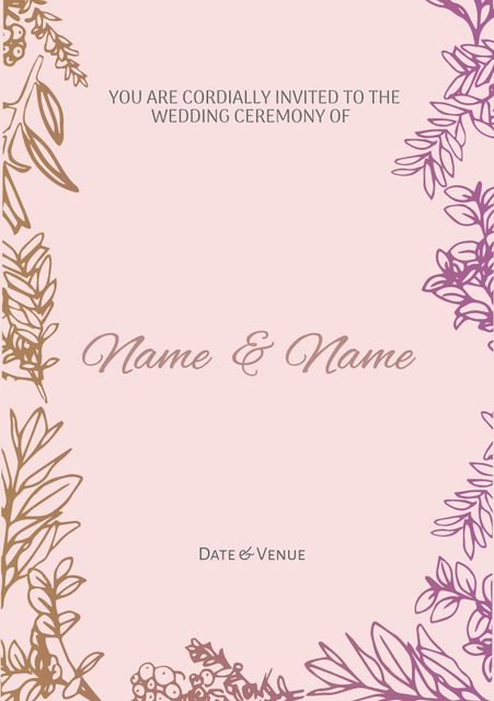 Elegant Wedding Invitation with Indian Floral Designs on Pink Background - Download Free Stock Templates Pikwizard.com