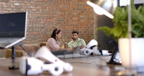 Teamwork and Innovation with Virtual Reality in Modern Office - Download Free Stock Images Pikwizard.com