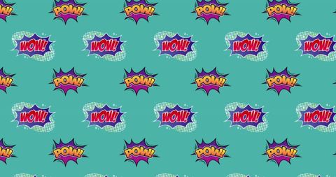 Retro Comic Book Pop Art Typography Pattern on Teal Background - Download Free Stock Images Pikwizard.com