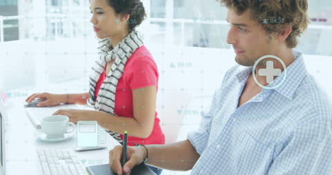 Digital Interface Teamwork in Modern Office Setting