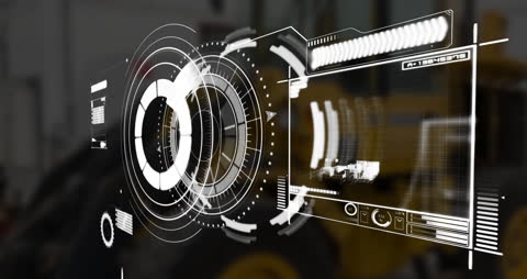 Futuristic Digital HUD Interface with Data Visualization Elements