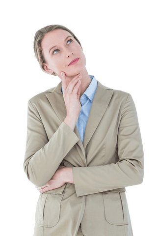 Transparent Background Thoughtful Businesswoman
