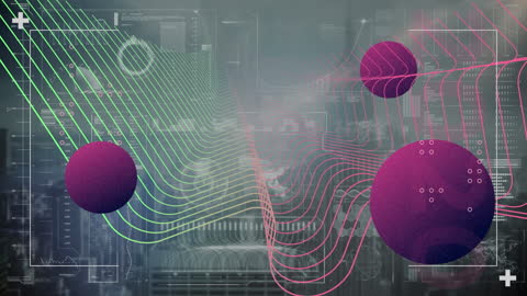 Futuristic Holographic Interface with Digital Elements and Wave Patterns