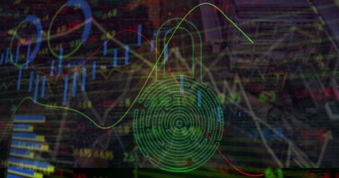Futuristic Financial Security Illustration with Graphs and Cityscape - Download Free Stock Images Pikwizard.com
