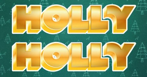Golden Holly Text on Holiday-Themed Background