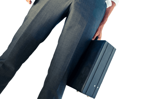 Transparent Image of Caucasian Businessman's Midsection with Briefcase