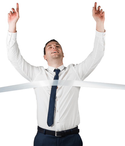 businessman triumphantly crossing transparent finishing line - Download Free Stock Videos Pikwizard.com