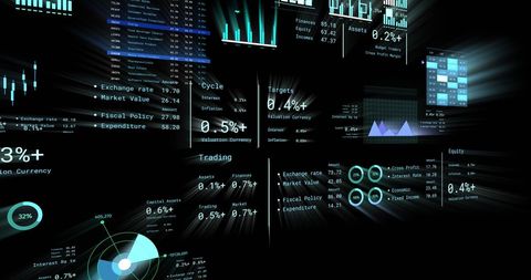 Futuristic Financial Data Display on Black Background - Download Free Stock Images Pikwizard.com