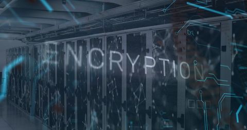 Digital Encryption Overlaying Data Center Servers - Download Free Stock Images Pikwizard.com