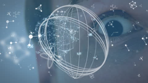 Abstract Digital Network Overlay with Eye and Molecules