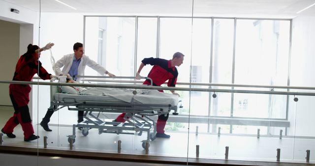 Emergency Medical Team Rushing Patient Through Hospital Hallway - Download Free Stock Images Pikwizard.com