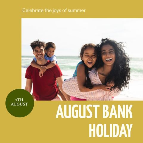Happy Multiracial Family Enjoying August Bank Holiday at Beach - Download Free Stock Templates Pikwizard.com
