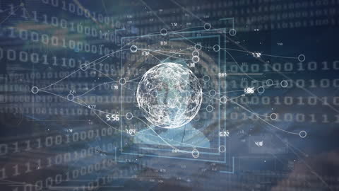 Futuristic Global Network and Binary Code Concept