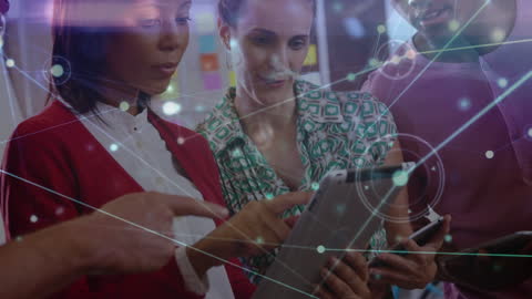 Diverse Professionals Engaging with Digital Network Technology