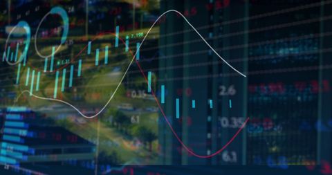 Dynamic Financial Data Graphs Overlay Cityscape - Download Free Stock Images Pikwizard.com