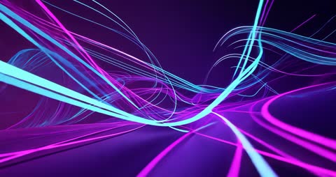 Magenta and Cyan Neon Ribbons Create Futuristic Moving Tunnel