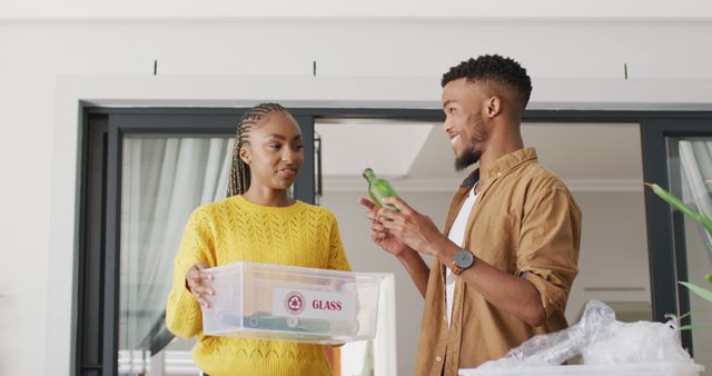 Couple Practicing Home Recycling with Plastic Containers - Download Free Stock Images Pikwizard.com