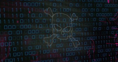 Binary Code and Skull Symbolizing Digital Threats - Download Free Stock Images Pikwizard.com
