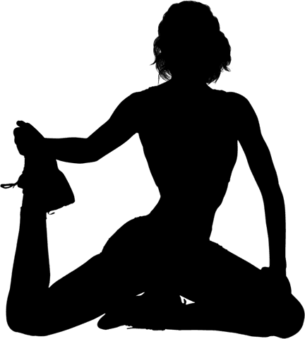 Elegant Silhouette of Woman Stretching on Transparent Background