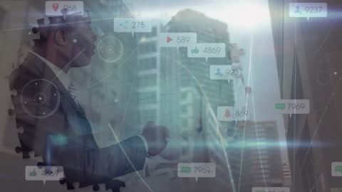 African American Businessman in Digital Media Network