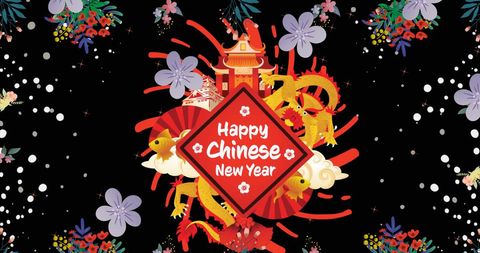 Colorful Chinese New Year Celebration Digital Artwork
