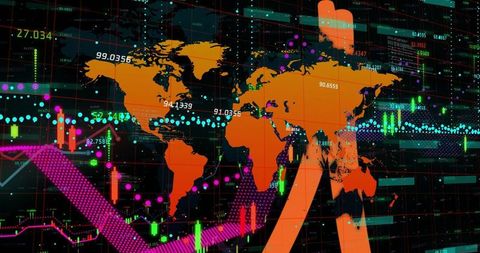 Global Market Analysis with Dynamic Financial Data on Abstract Background