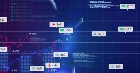 Realtime fintech analytics dashboard with interactive line charts and social badges