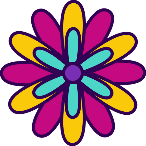 Vibrant Geometric Flower Icon with Transparent Background