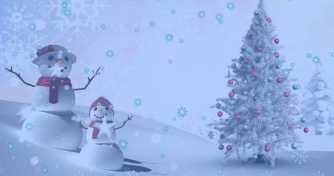 Snowmen Celebrating in Magical Winter Wonderland - Download Free Stock Images Pikwizard.com