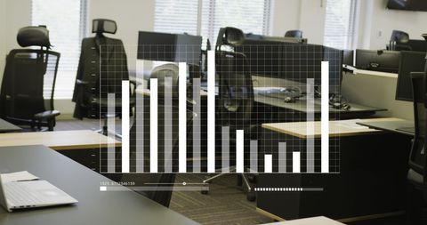 Empty Office Workspace with Overlay of Graph and Financial Data - Download Free Stock Images Pikwizard.com
