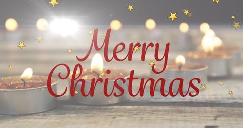 Magical Merry Christmas Text With Warm Tealight Glow