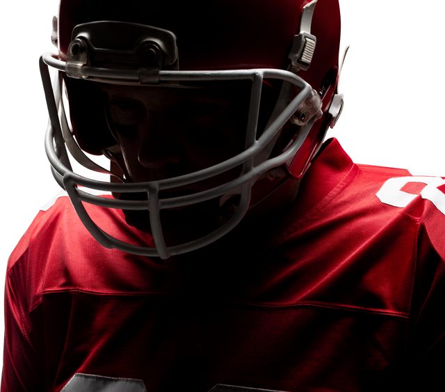 Transparent Close-Up of American Football Player Wearing Helmet with Shadows Emphasized - Download Free Stock Videos Pikwizard.com