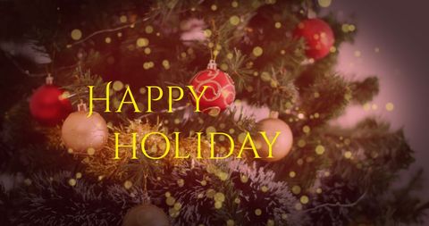Festive Holiday Greetings on Decorated Christmas Tree - Download Free Stock Images Pikwizard.com